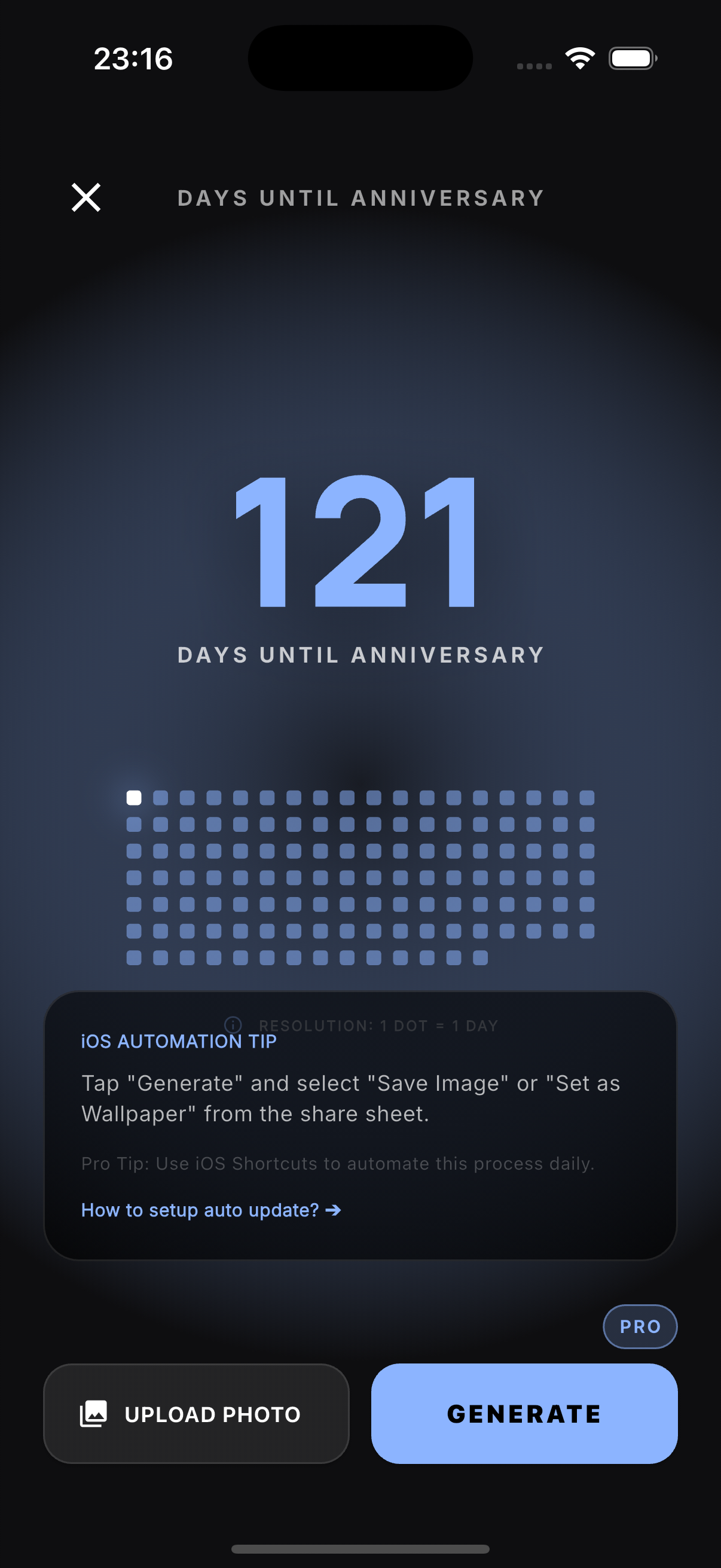 Dots app: wallpaper or export flow.